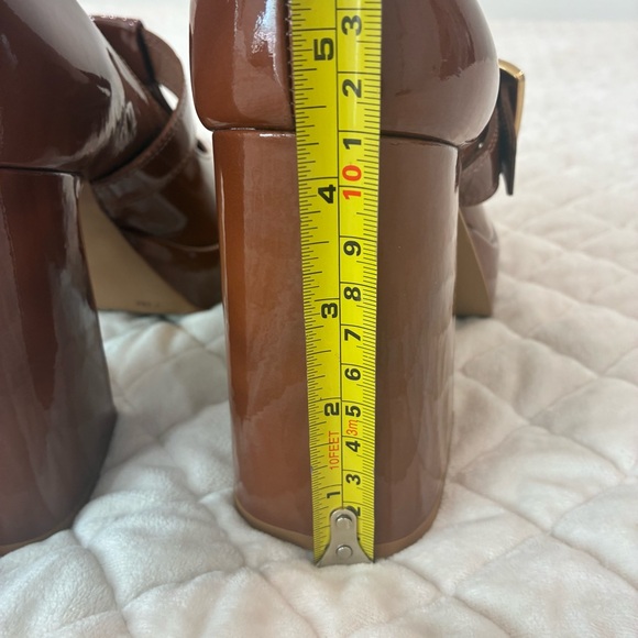 Vince Camuto Marocean Brown Patent Leather Platform Mary Jane Heels 7.5 New - Picture 9 of 11